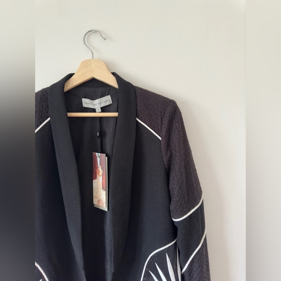 🖤🤍SOLD🤍🖤 Blessed are the Meek Contrast Embroidered Blazer - Picture 6 of 10